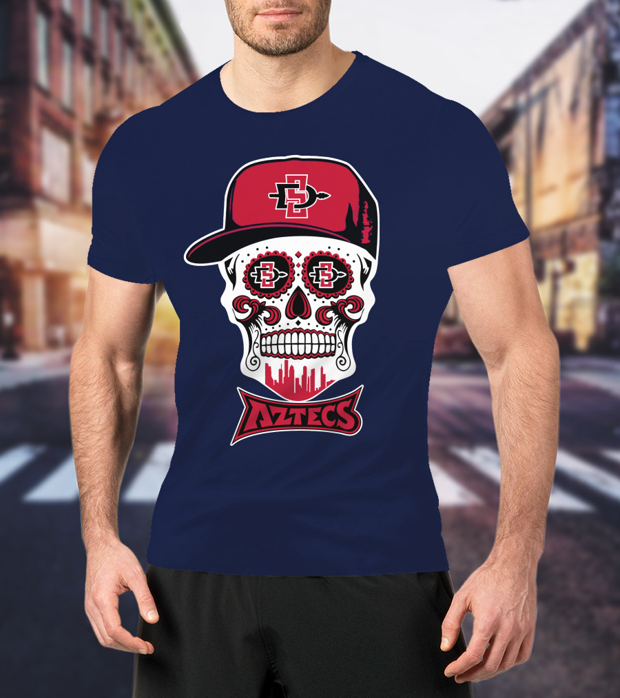 San Diego State Aztecs Skull Cap Icon With Sd Skyline T-Shirt