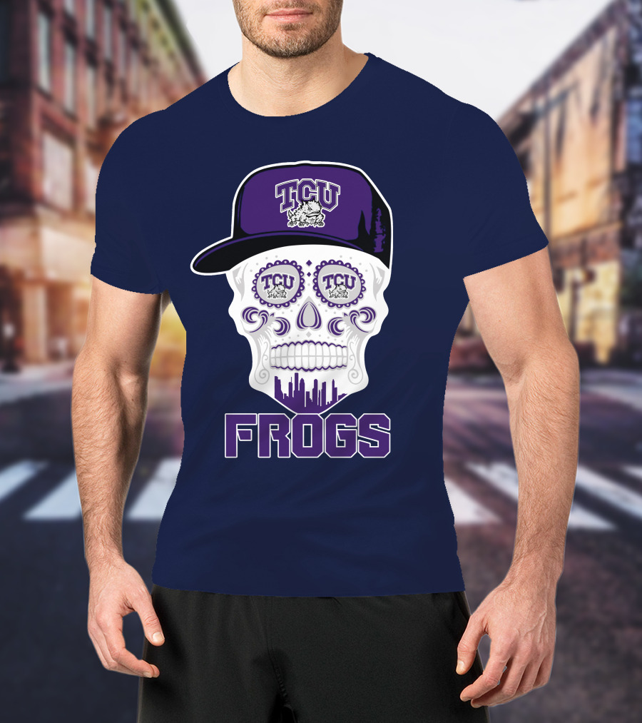 Tcu Horned Frogs Skull Logo With Cap T-Shirt