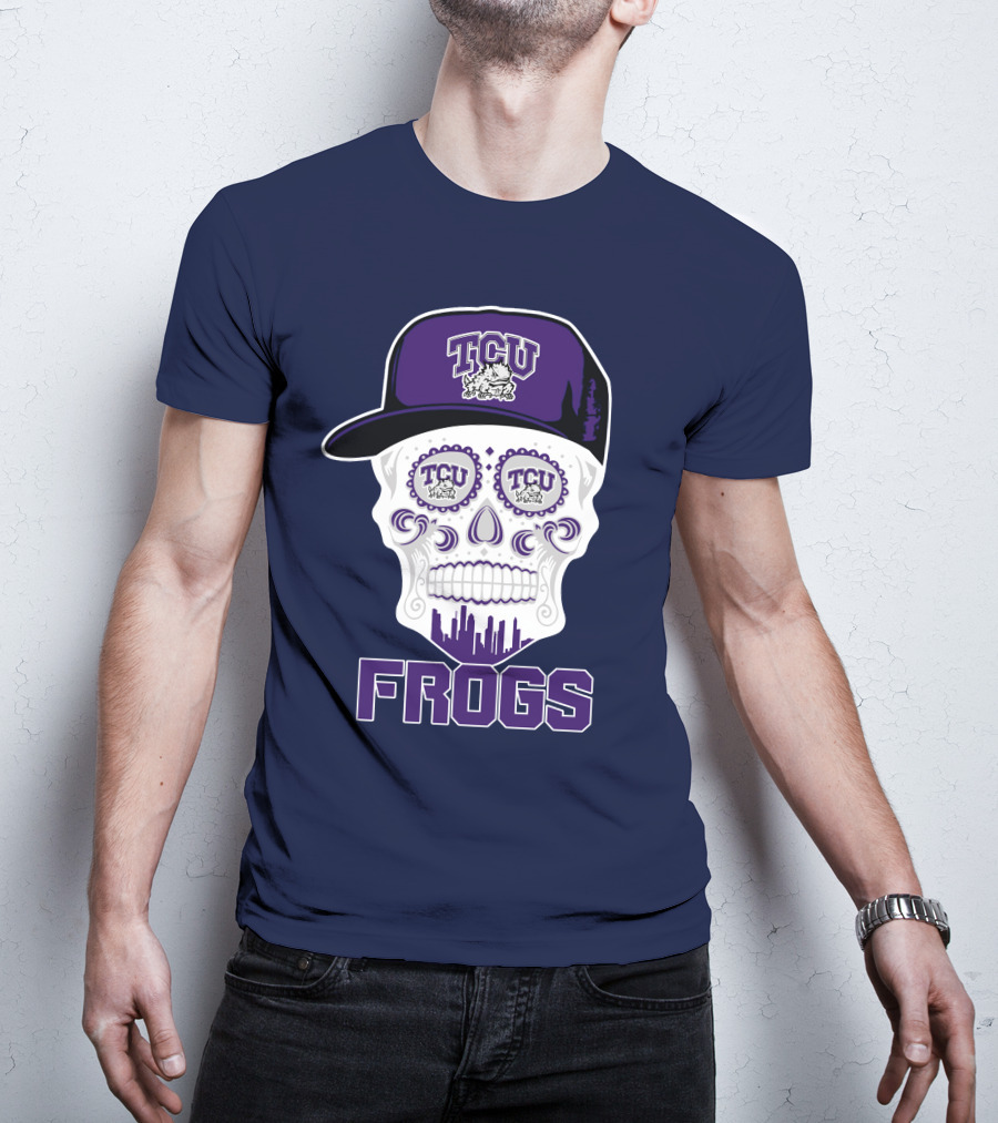 Tcu Horned Frogs Skull Logo With Cap T-Shirt