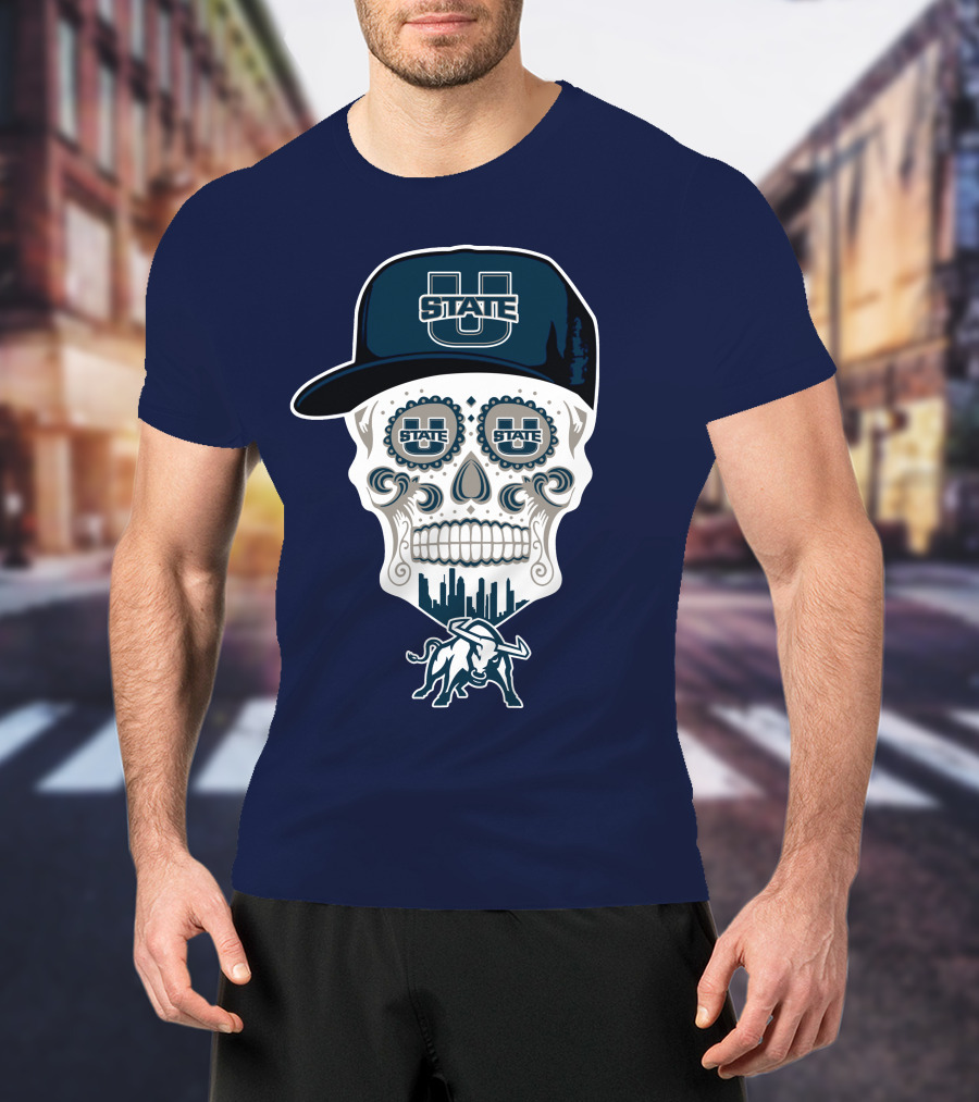 Utah State Aggies Skull Logo U State Hat And Bull T-Shirt