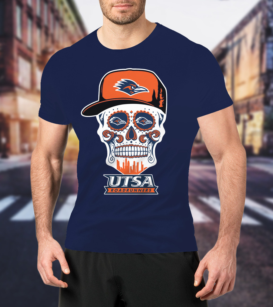 Utsa Roadrunners Sugar Skull Hat T-Shirt
