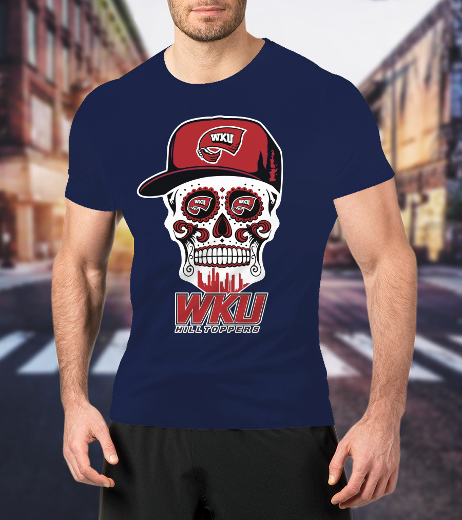 Wku Hilltoppers Sugar Skull With Hat T-Shirt