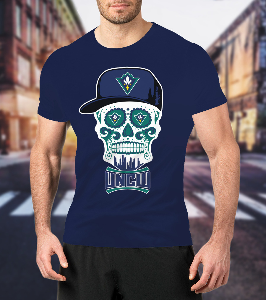 Uncw Seahawks Sugar Skull With Hat T-Shirt
