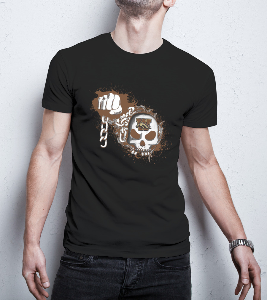 Western Michigan Broncos Skull And Chains Fist T-Shirt