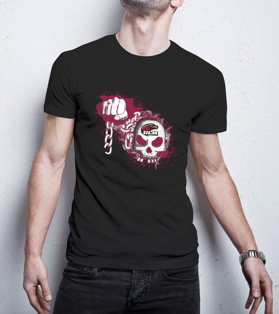 Ul Monroe Warhawks Ulm Skull Chains Fist T-Shirt