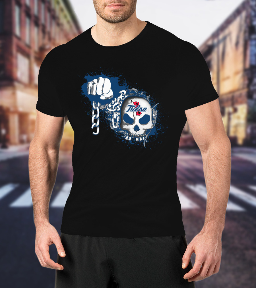Tulsa Golden Hurricane Skull And Chain T-Shirt