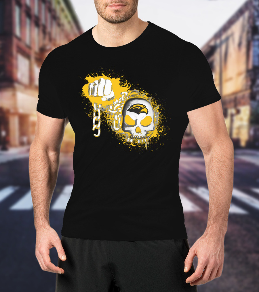 Southern Mississippi Golden Eagles Skull And Fist T-Shirt