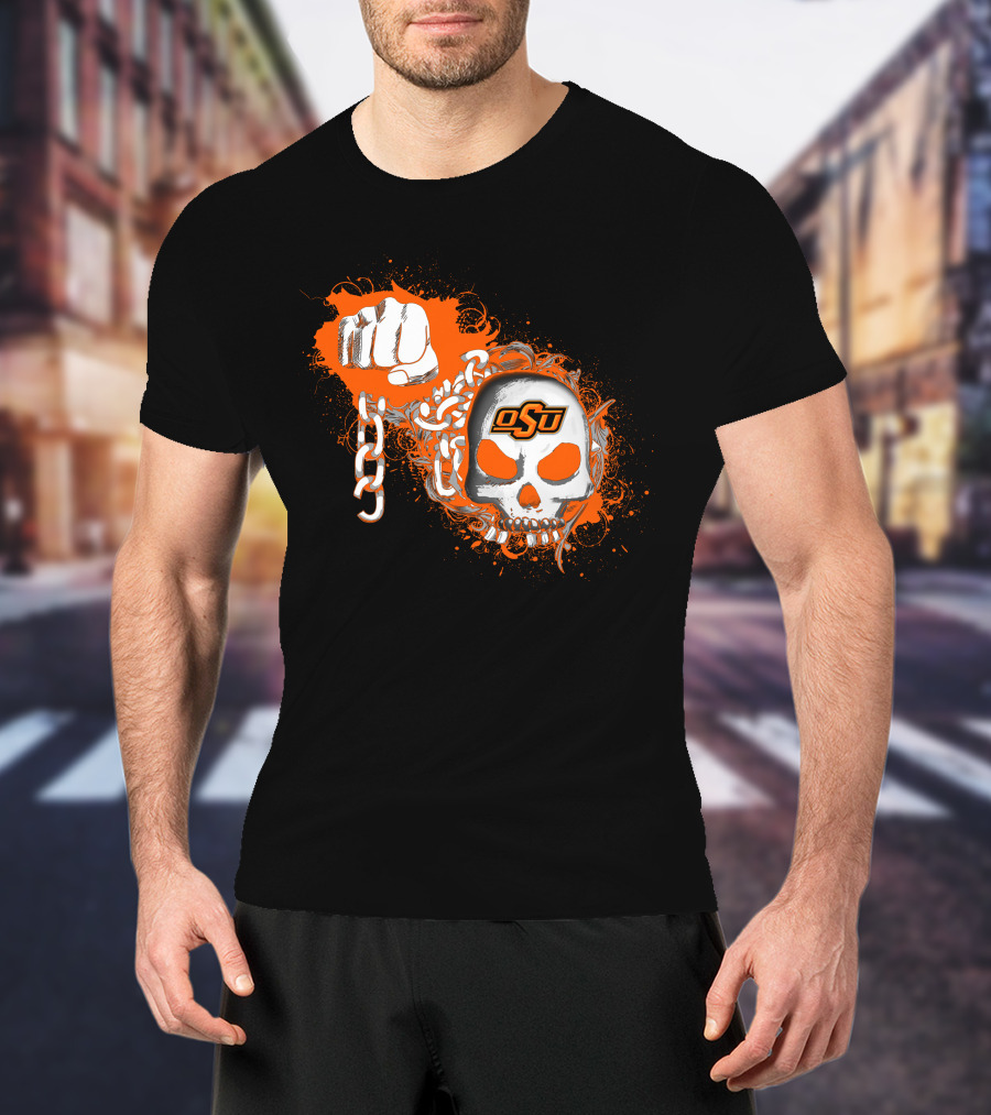 Oklahoma State Cowboys Osu Skull Fist Chains T-Shirt