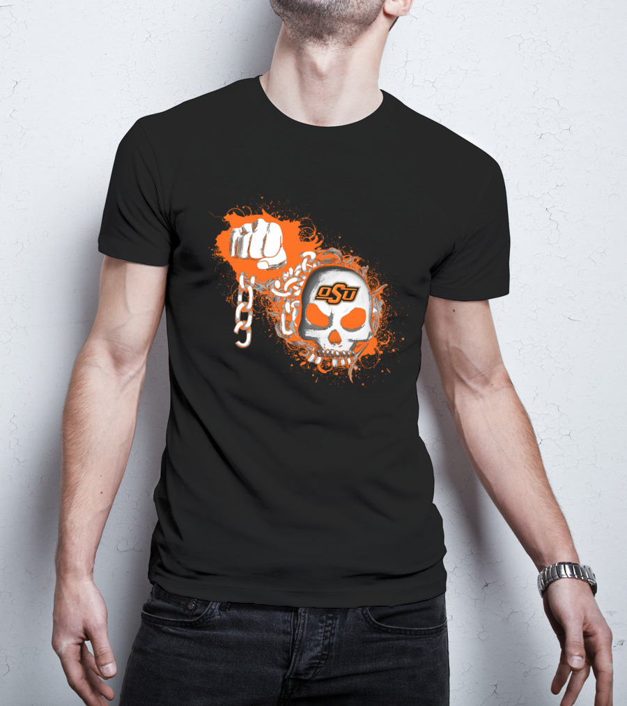 Oklahoma State Cowboys Osu Skull Fist Chains T-Shirt