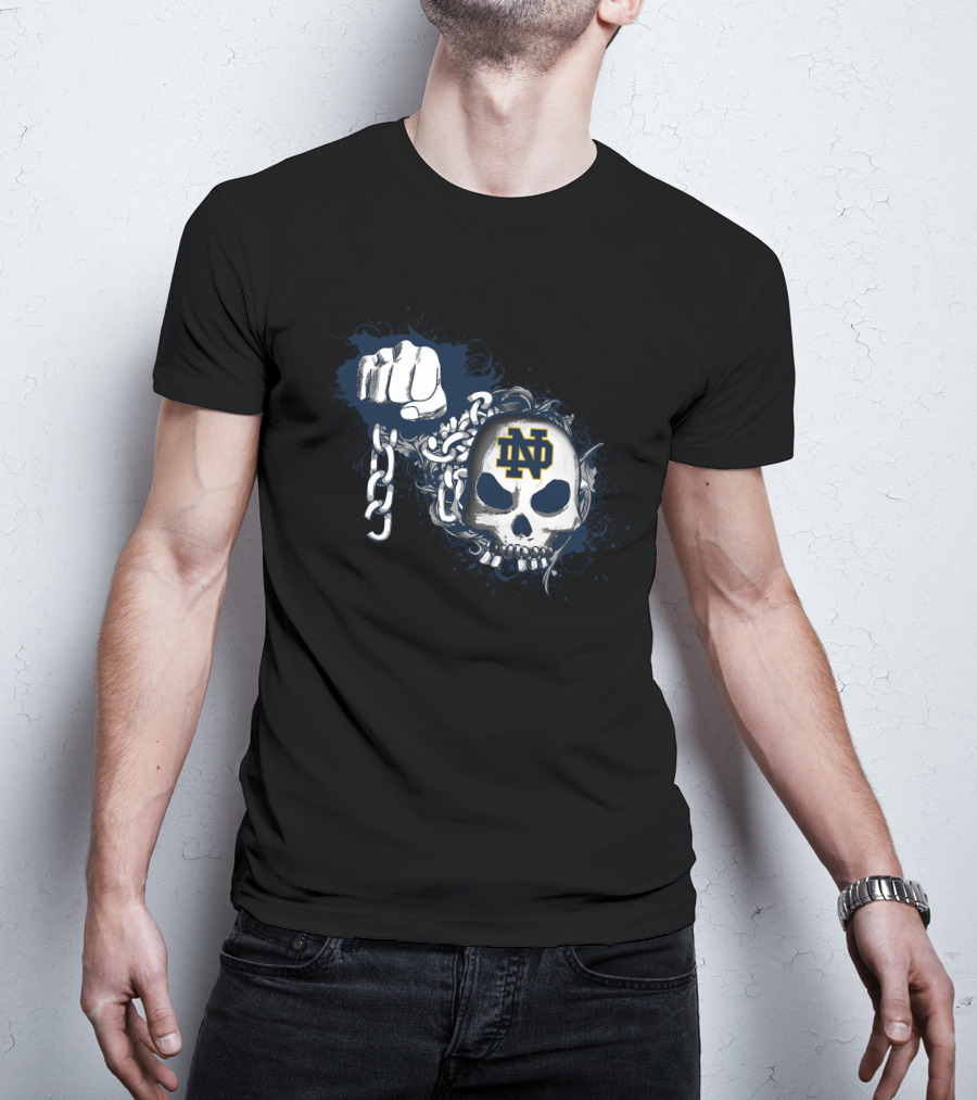 Notre Dame Fighting Irish Skull With Chains And Fist T-Shirt