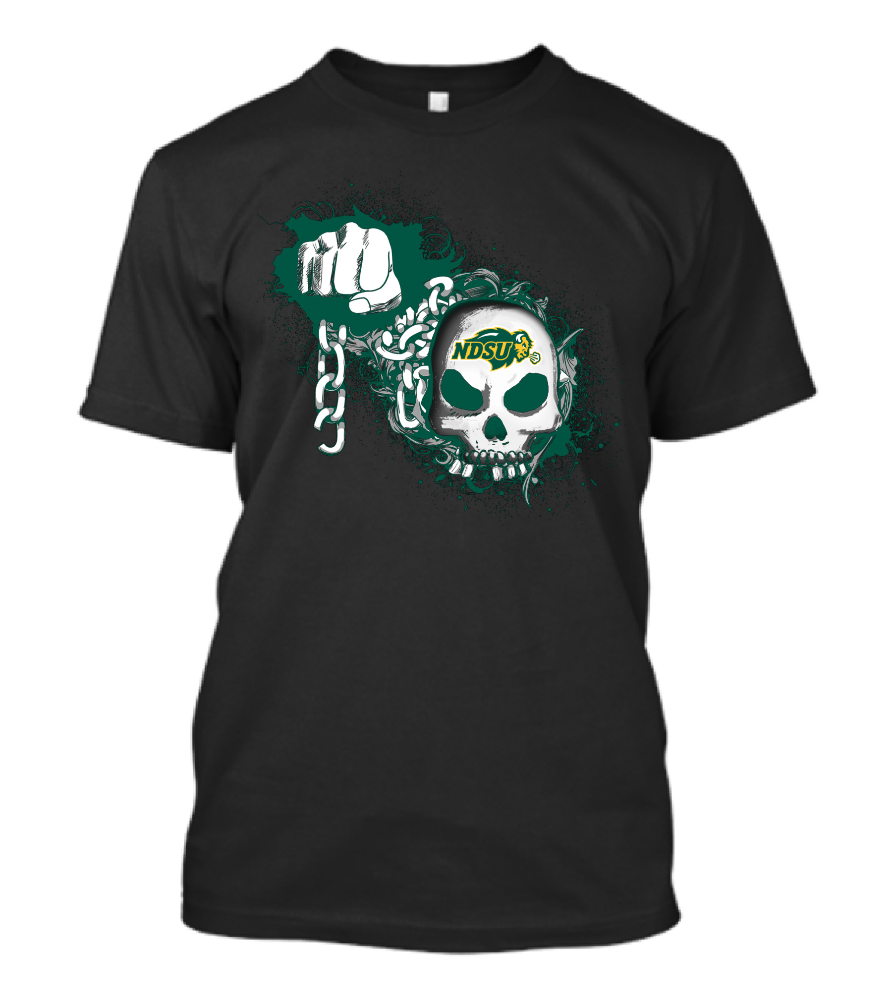 Ndsu Bison Skull With Fist And Chain T-Shirt