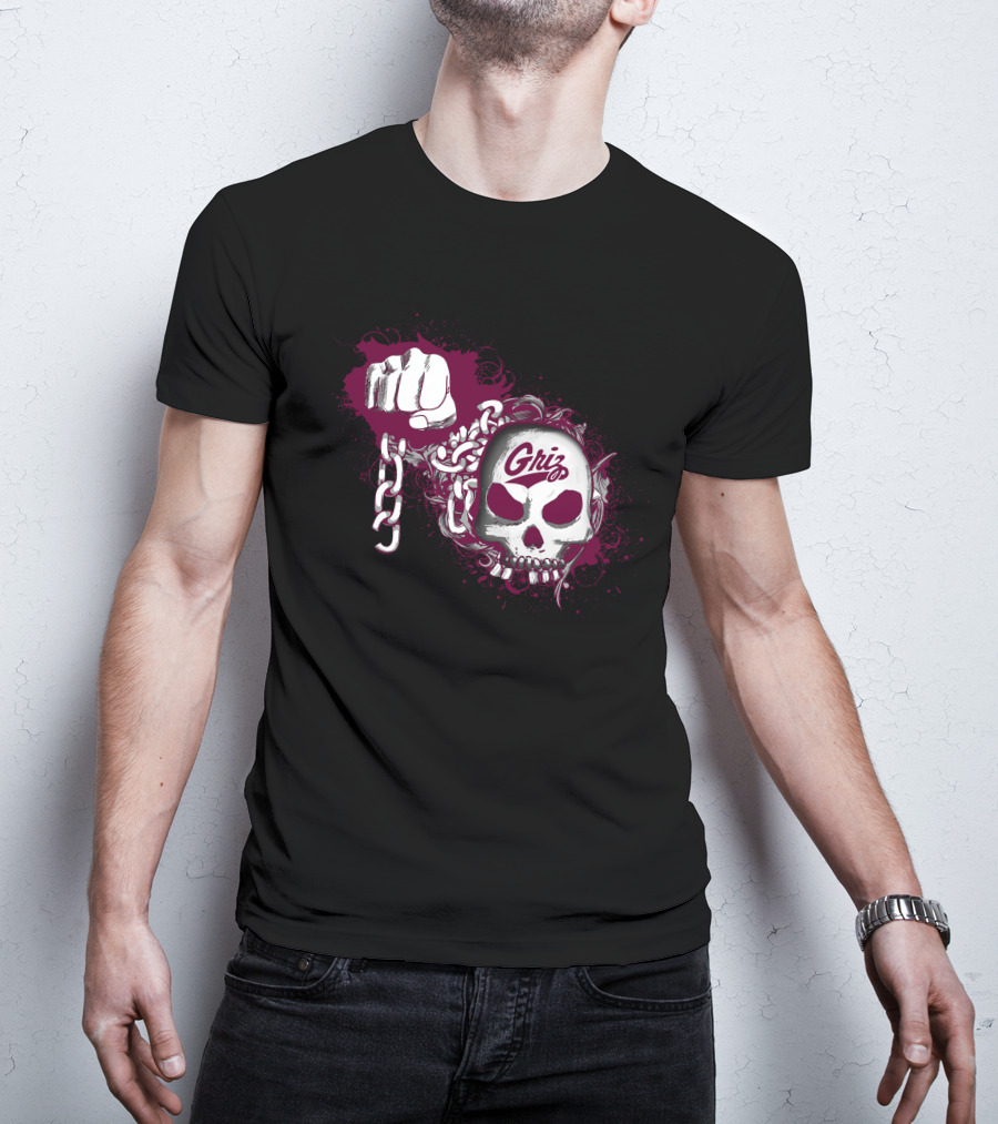 Montana Grizzlies Griz Skull And Chain Fist T-Shirt