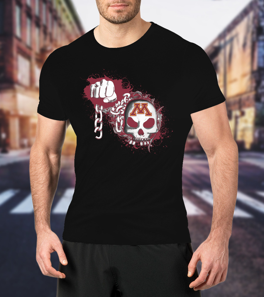 Minnesota Golden Gophers Skull With Chains And Fist T-Shirt