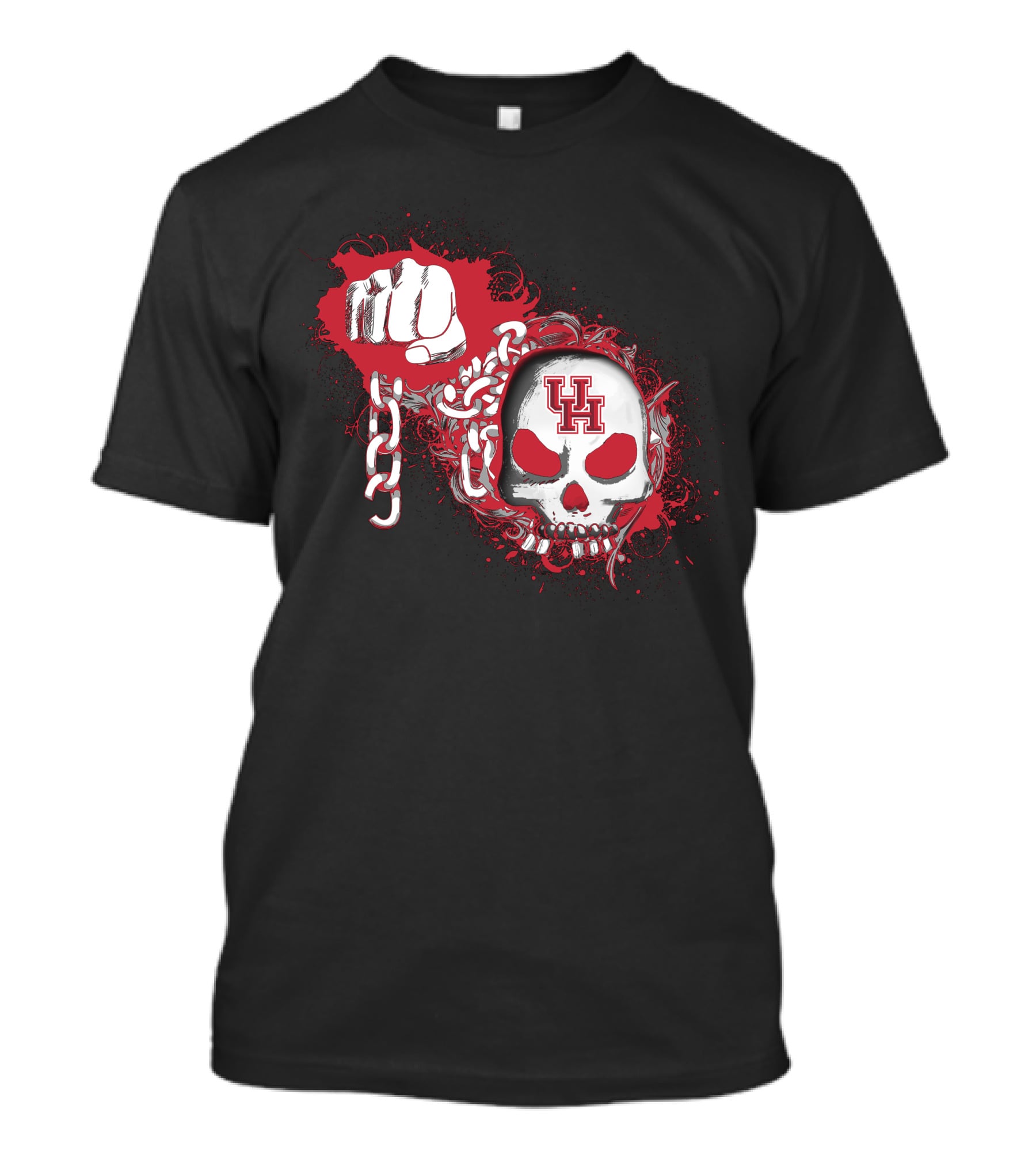 Uh Skull And Chain Red 1984 Houston Cougars Football T-Shirt