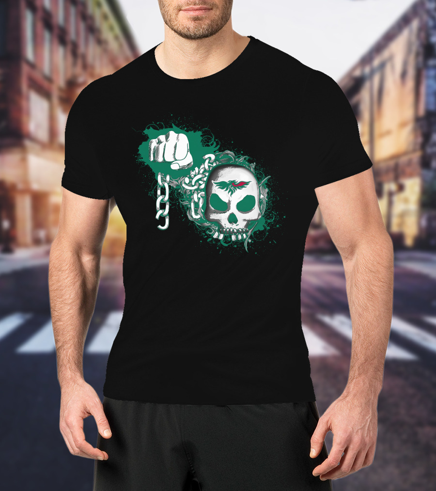 Green Bay Phoenix Skull Fist Chains T-Shirt