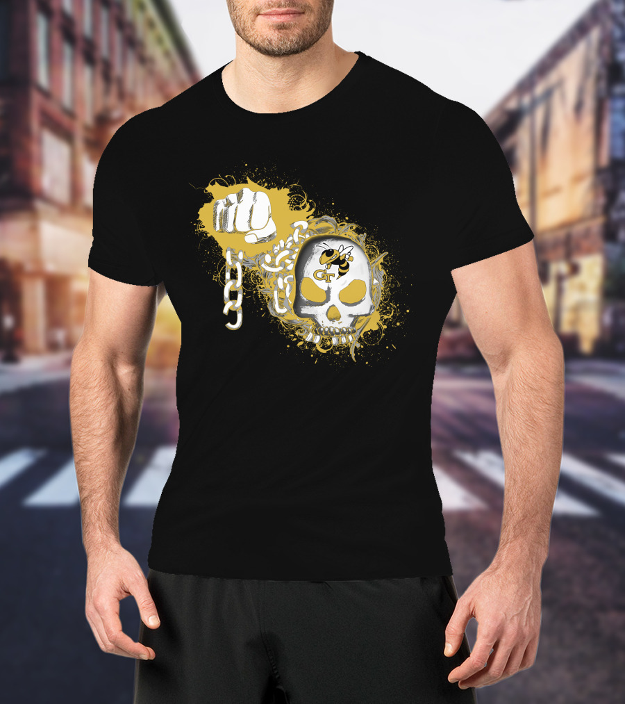 Georgia Tech Yellow Jackets Skull And Fist T-Shirt