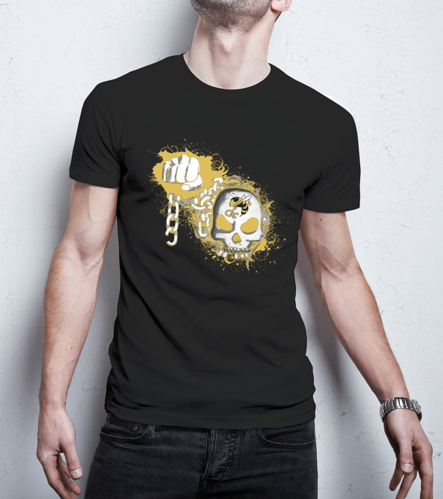 Georgia Tech Yellow Jackets Skull And Fist T-Shirt