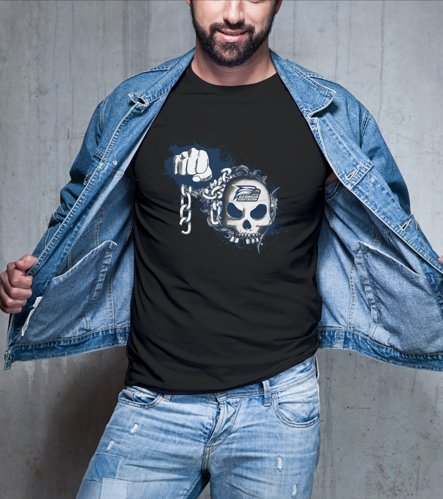 Georgia Southern Eagles Skull And Chains Fist 1989 T-Shirt