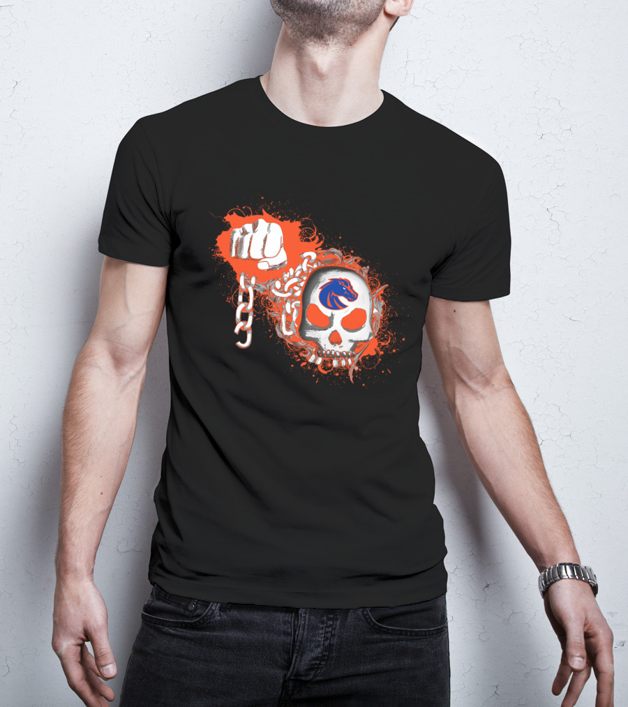 Fist And Skull Chains Boise State Broncos T-Shirt