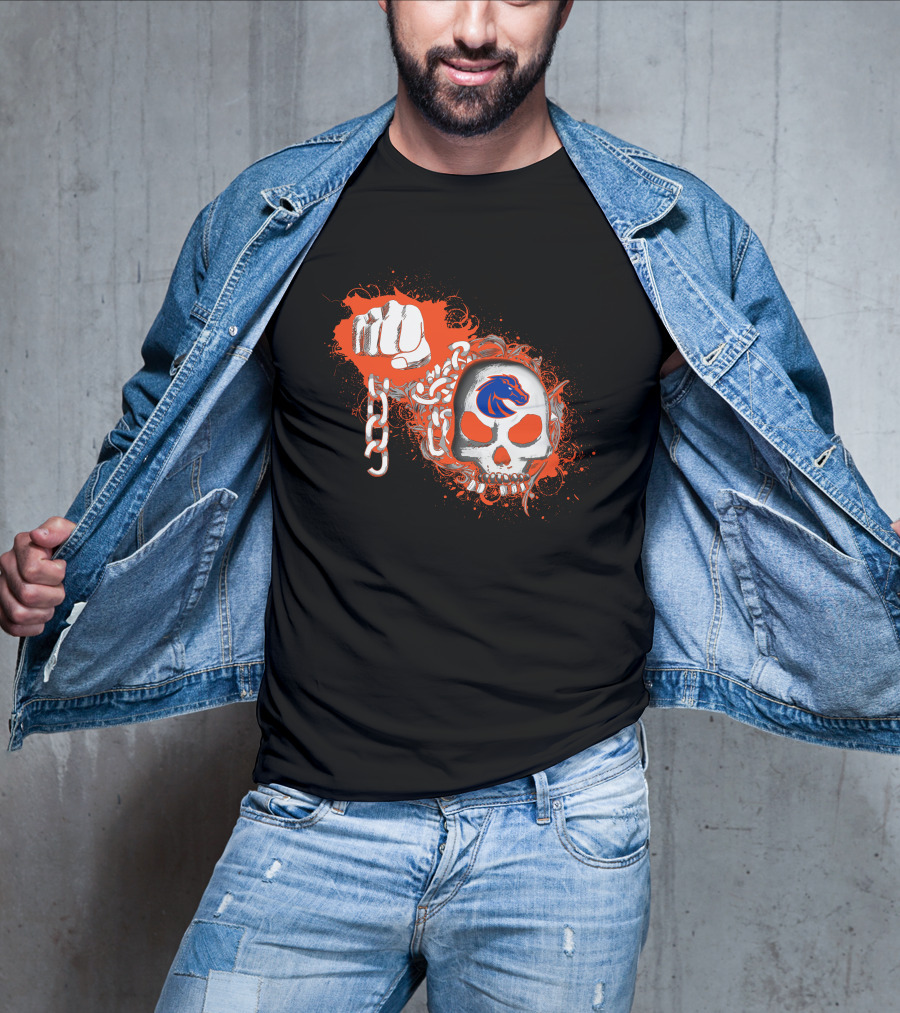 Fist And Skull Chains Boise State Broncos T-Shirt