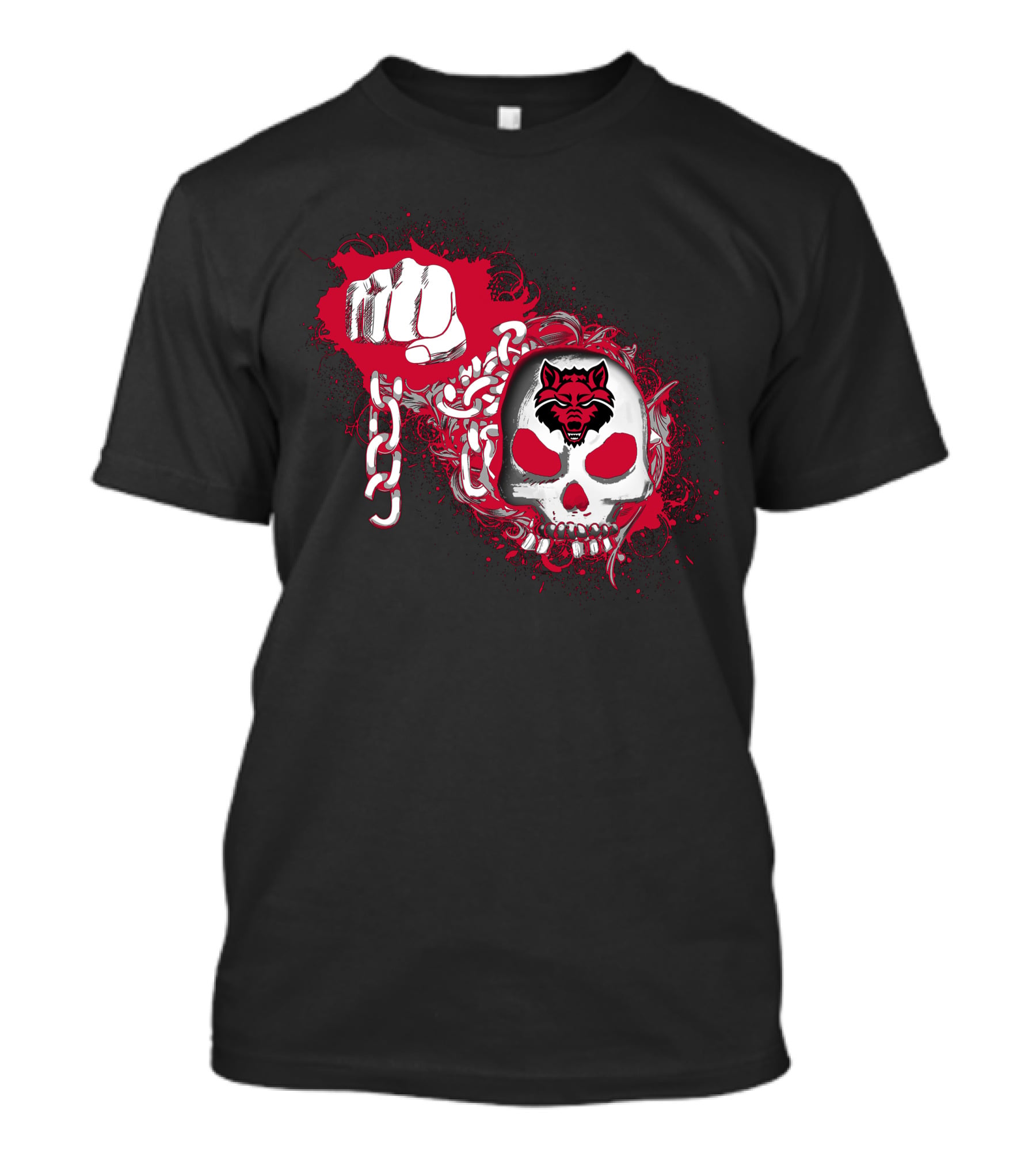 Arkansas State Red Wolves Skull And Chain T-Shirt