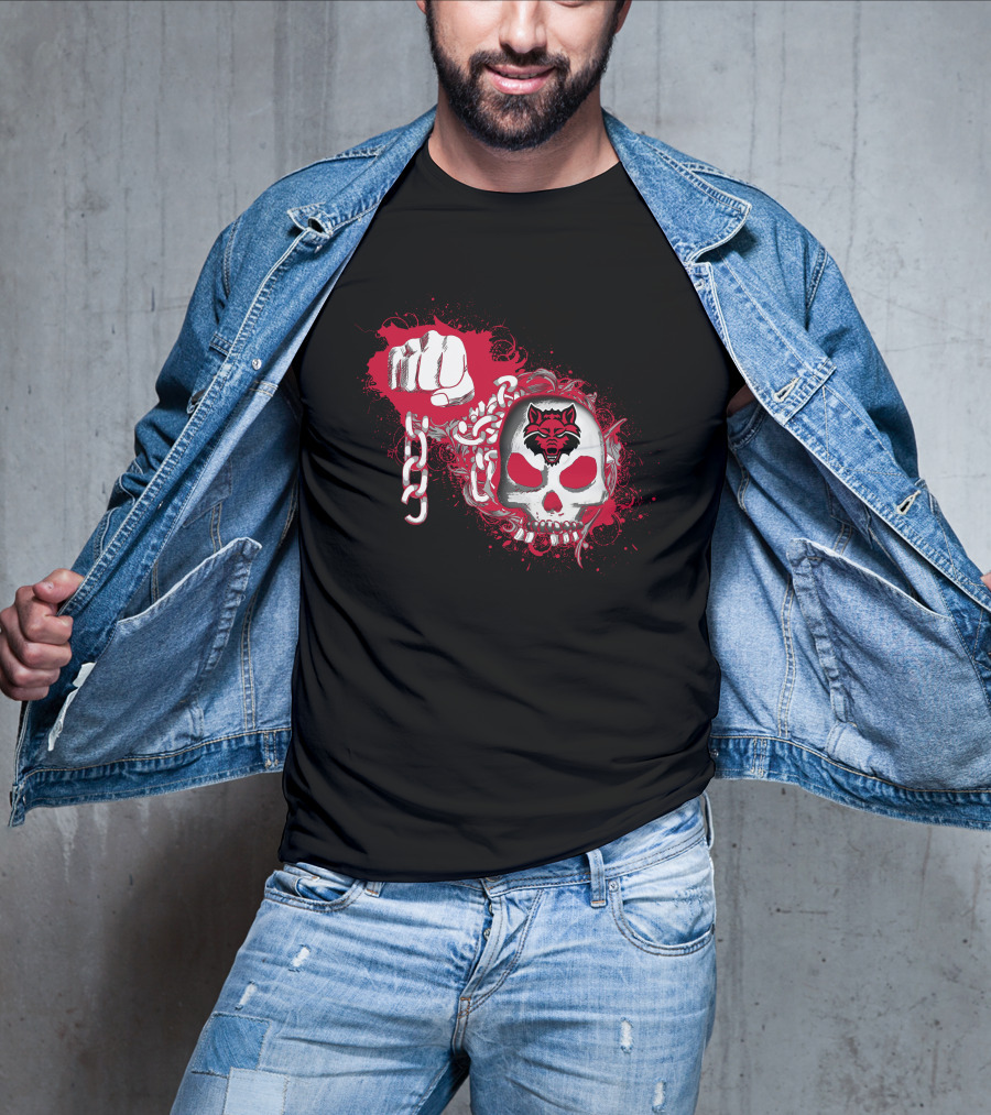 Arkansas State Red Wolves Skull And Chain T-Shirt