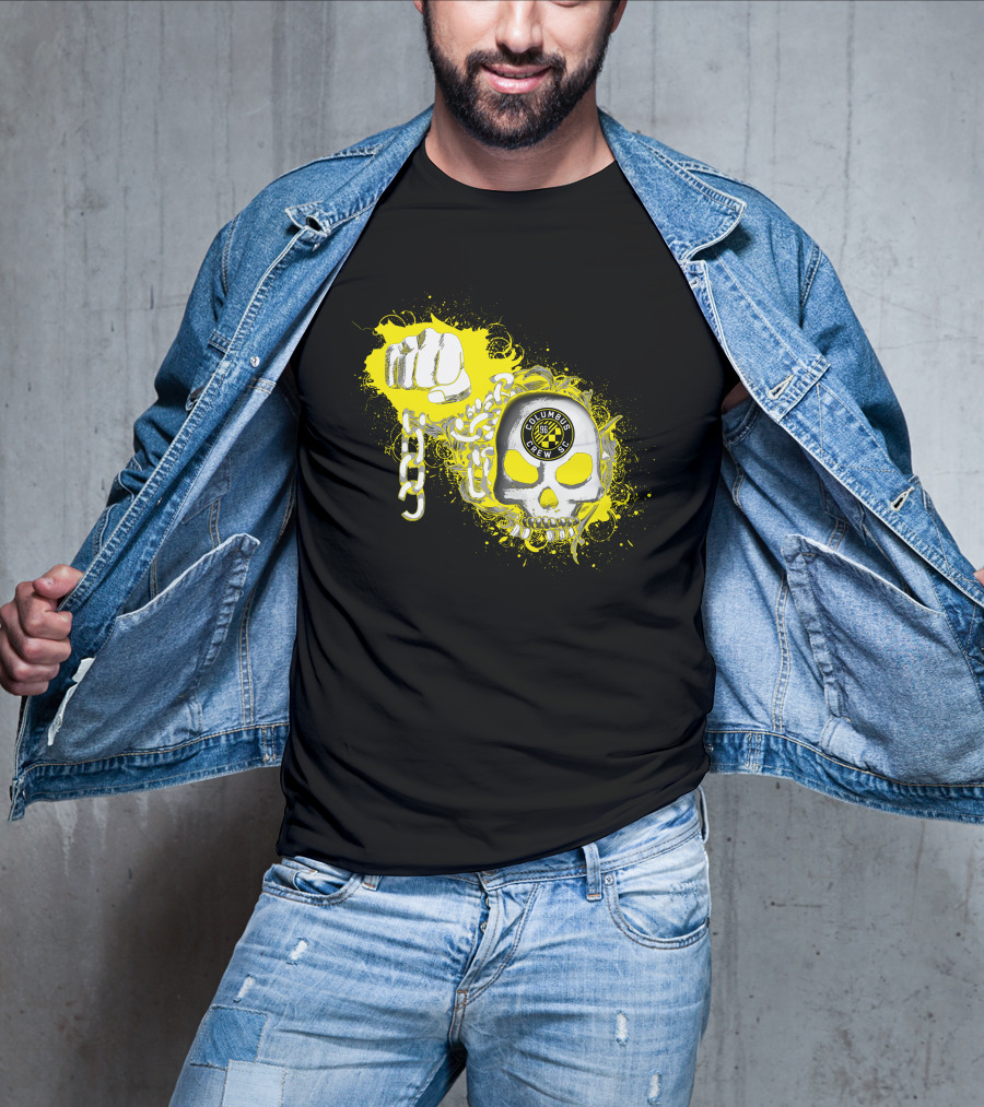 Columbus Crew Sc Skull Fist Chain Yellow Burst T-Shirt