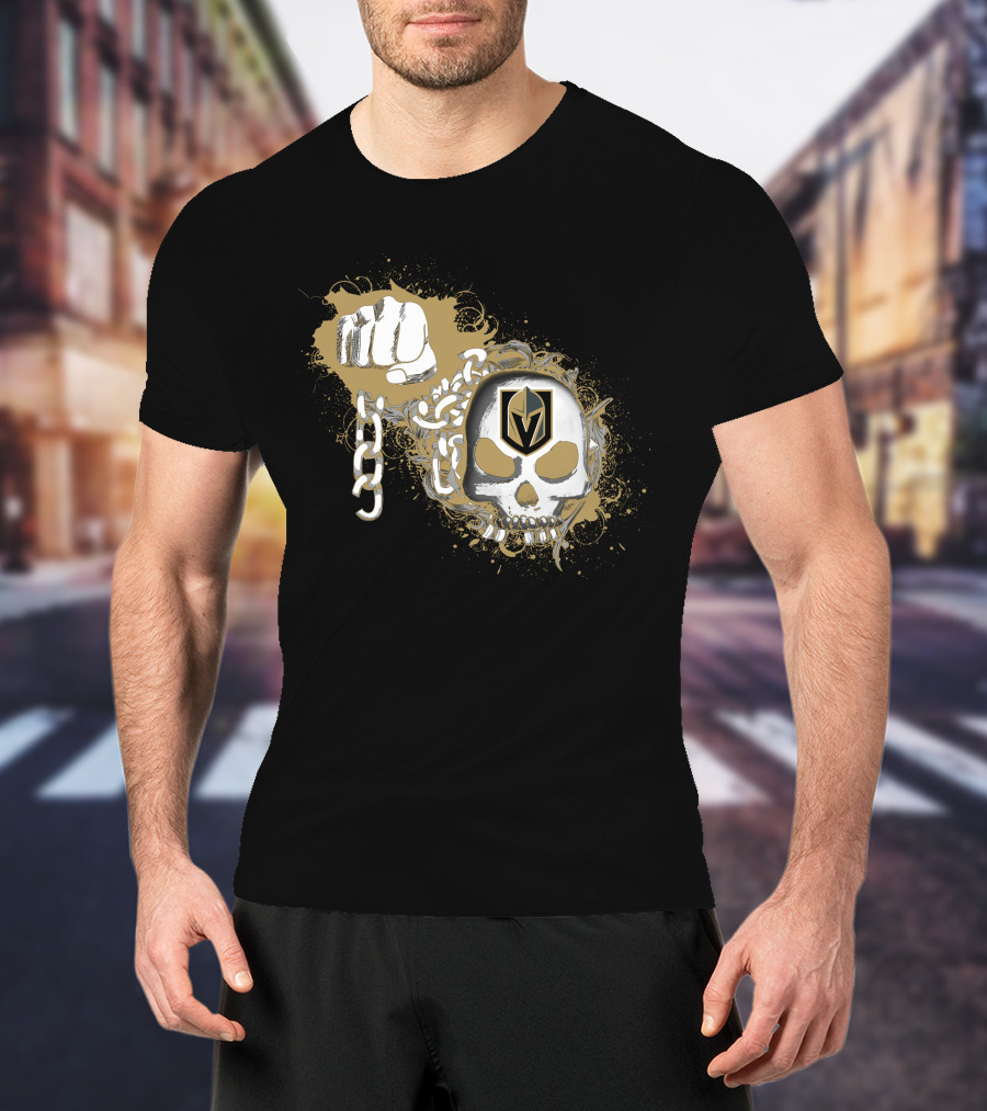 Vegas Golden Knights Skull And Fist With Chains T-Shirt