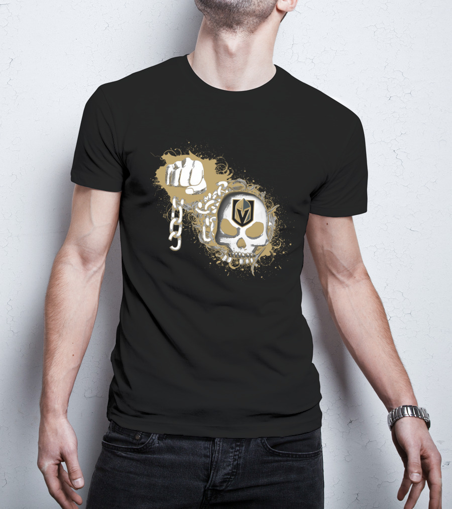 Vegas Golden Knights Skull And Fist With Chains T-Shirt