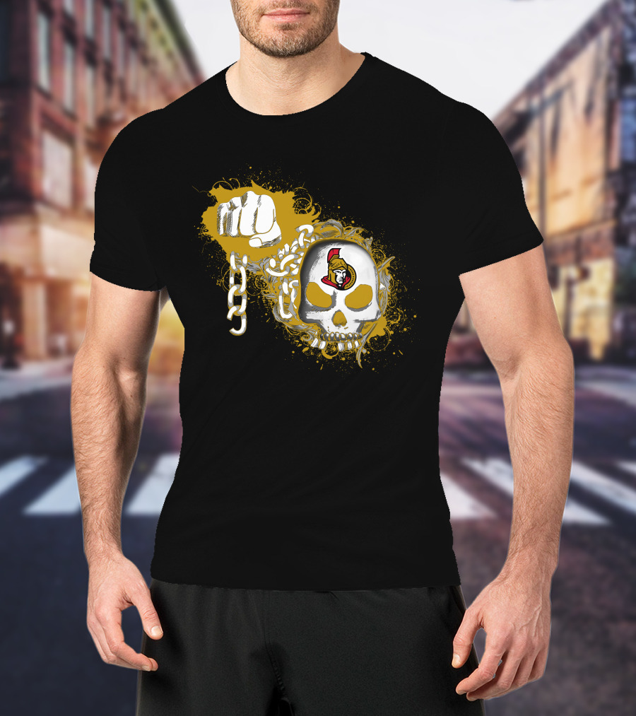 Ottawa Senators Skull And Chain Fist T-Shirt