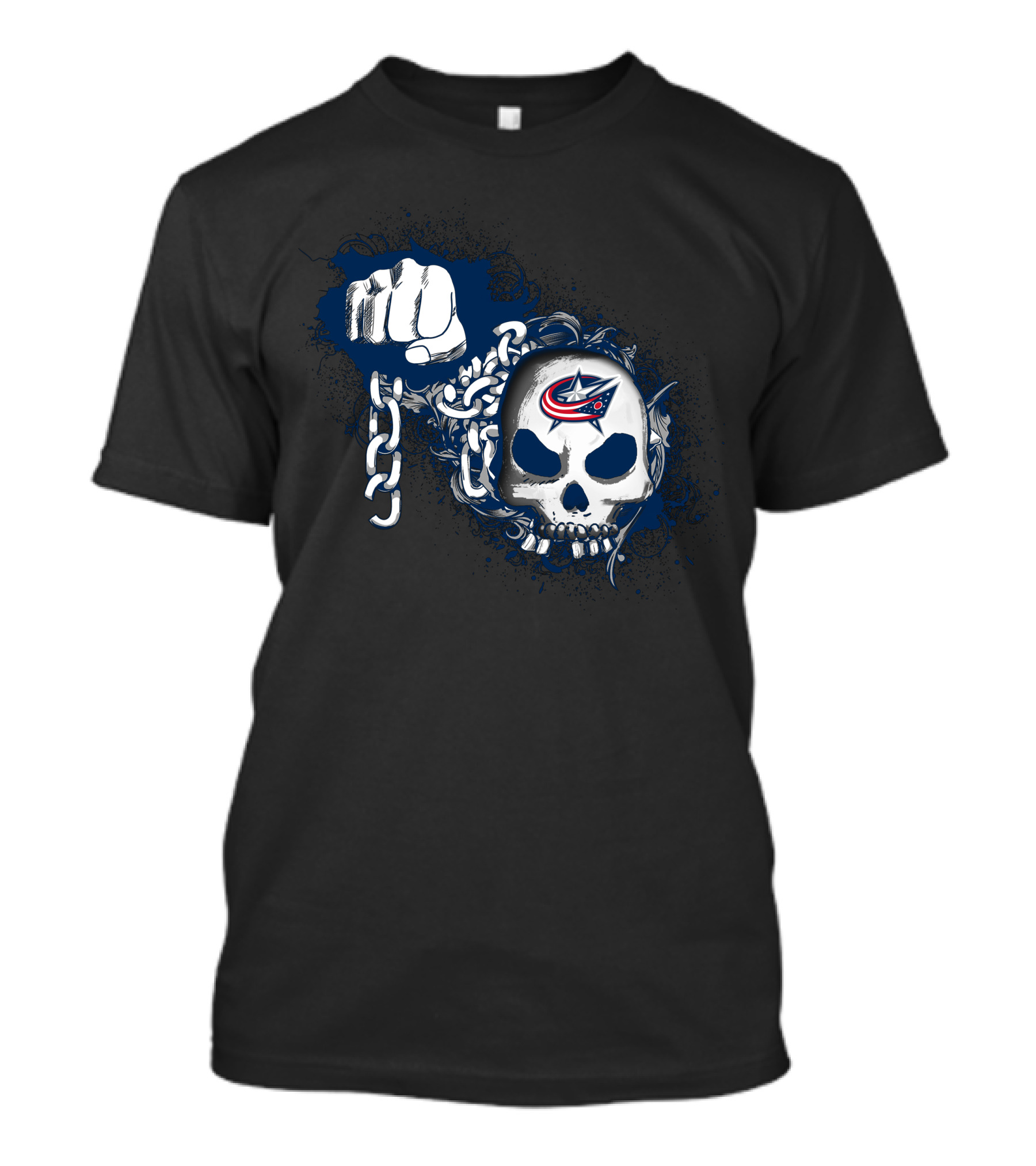 Columbus Blue Jackets Skull Fist Chains T-Shirt