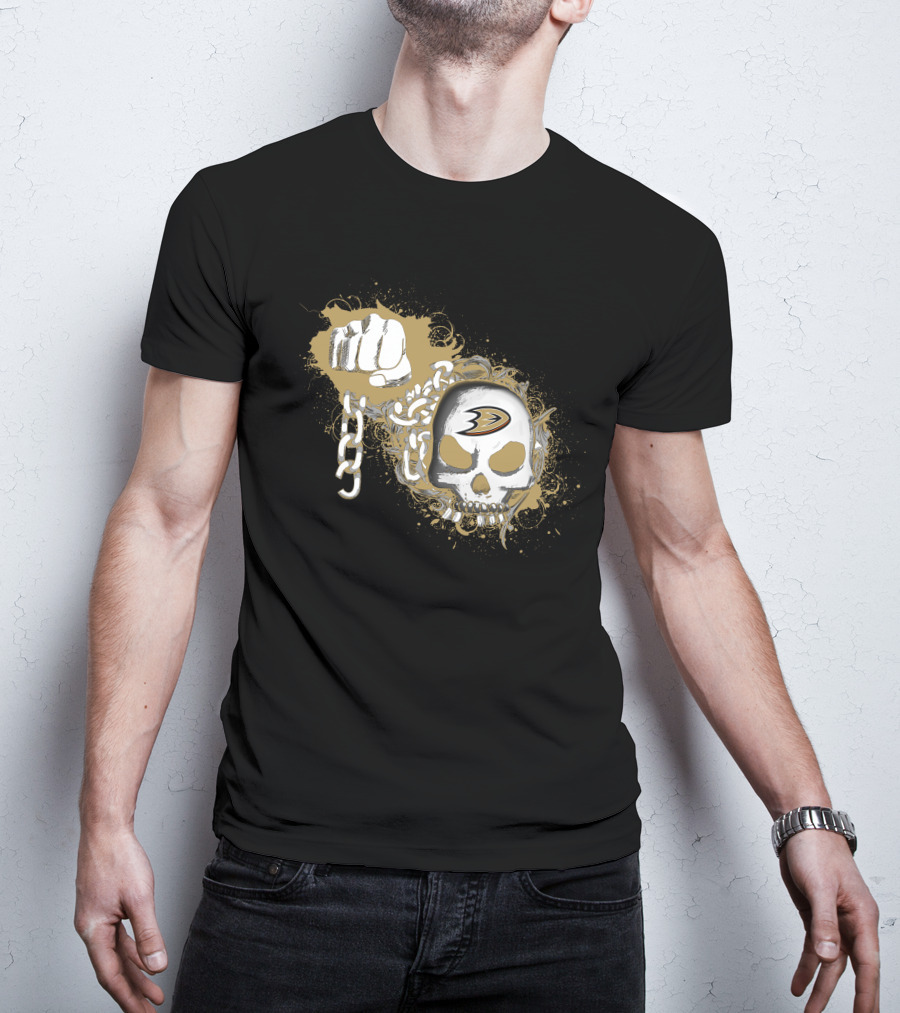 Anaheim Ducks Skull Fist Chain T-Shirt