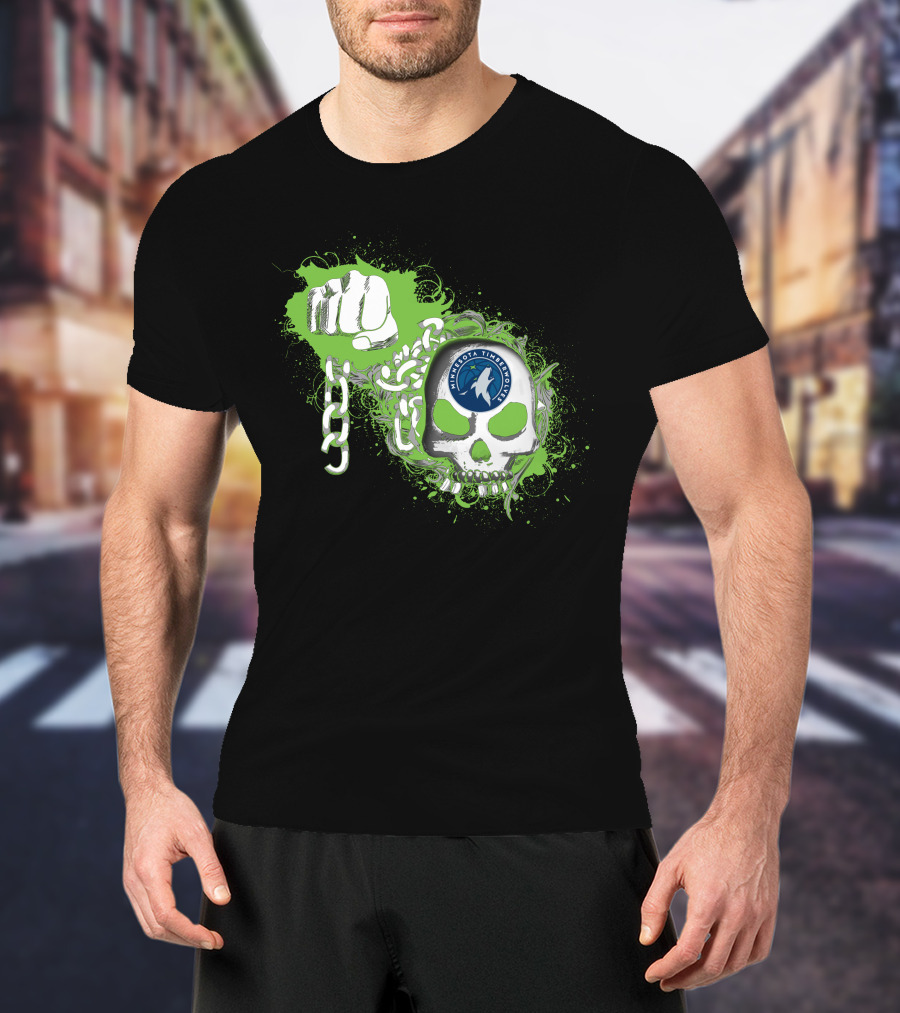 Minnesota Timberwolves Skull Fist And Chains T-Shirt