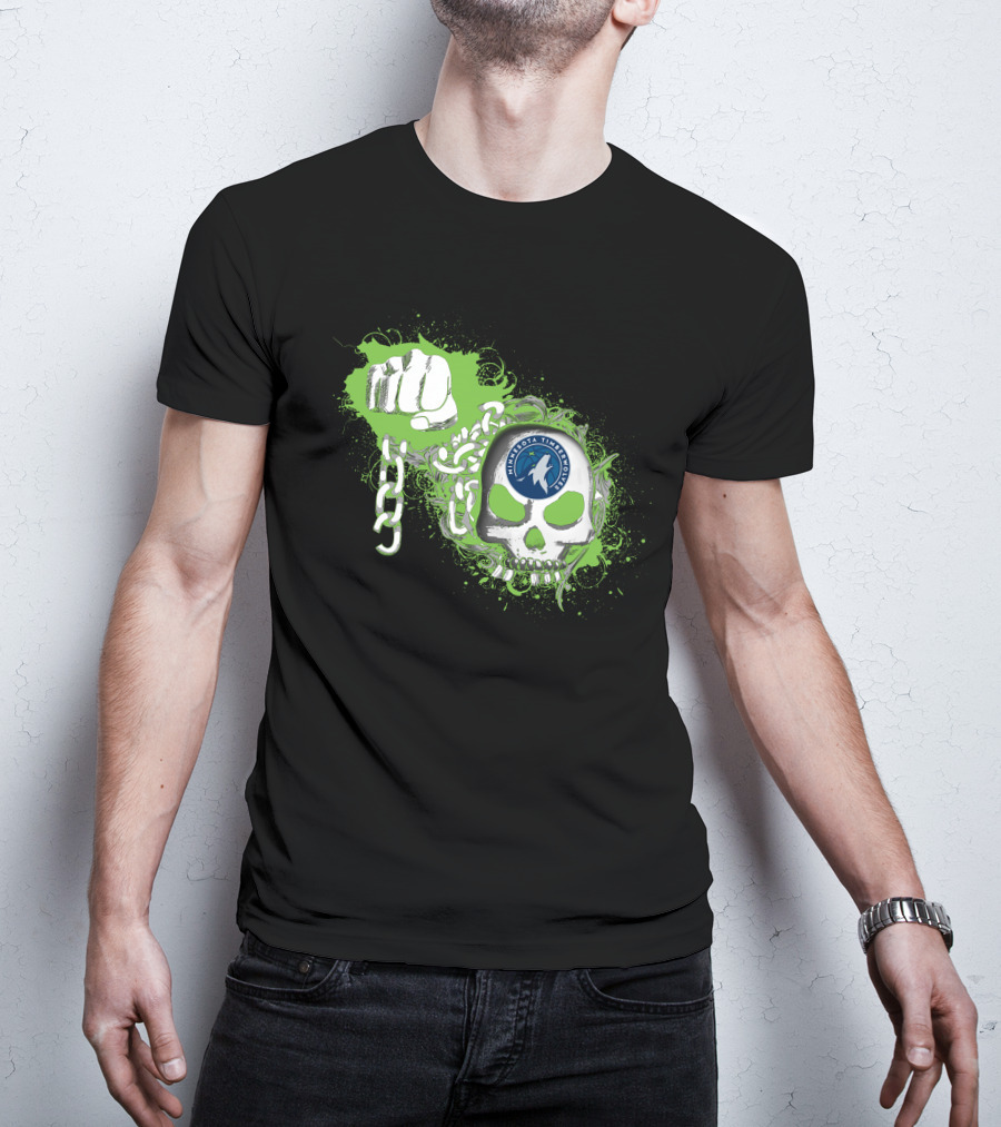Minnesota Timberwolves Skull Fist And Chains T-Shirt