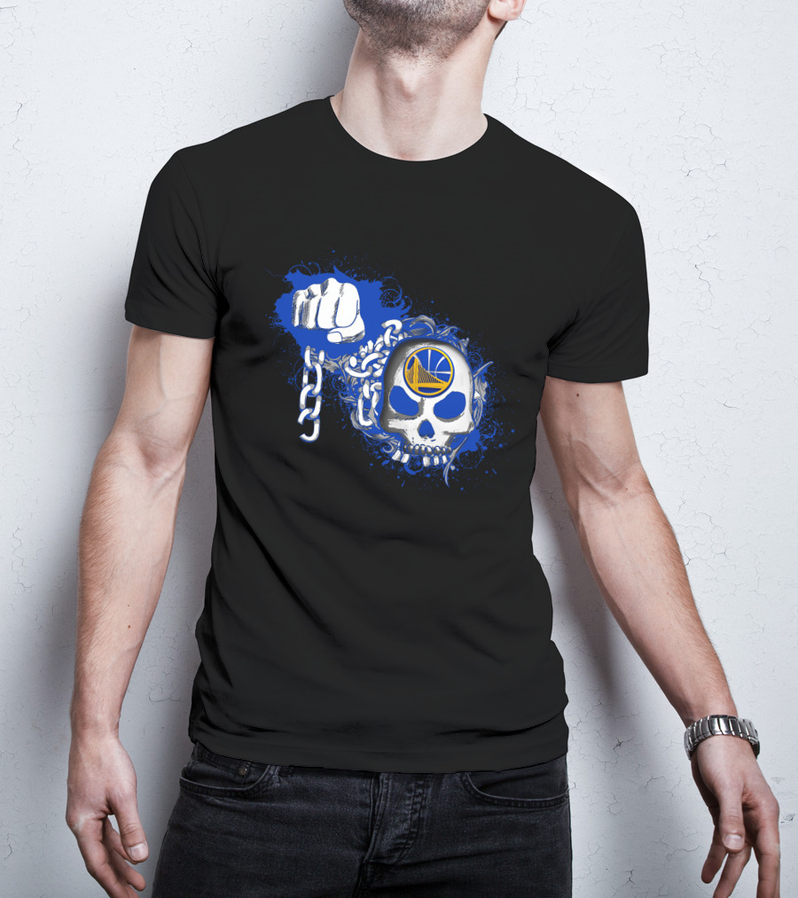 Warriors Skull And Chain Blue Fist Graphic 186 T-Shirt