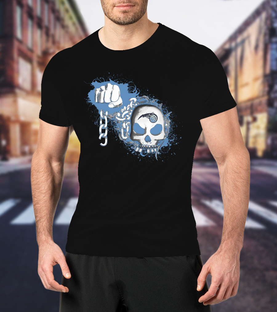 Orlando Magic Skull Logo With Fist And Chain T-Shirt