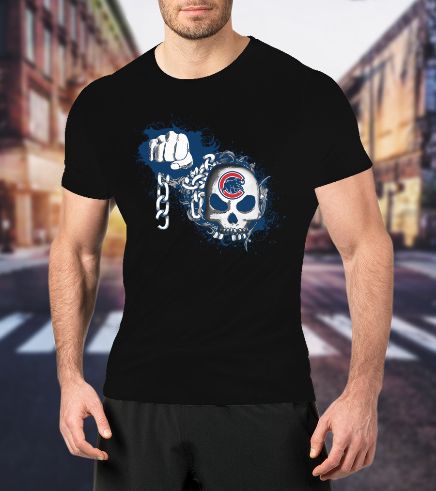 Chicago Cubs Fist And Skull With Chain T-Shirt