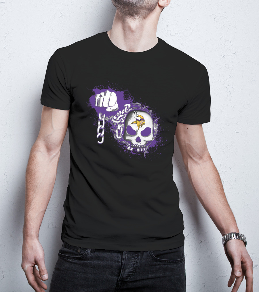 Minnesota Vikings Skull And Chains Fist T-Shirt