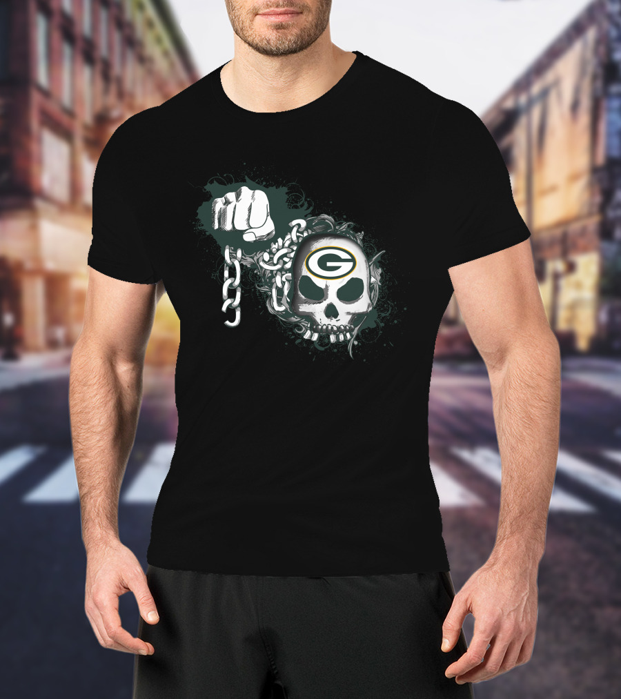 Green Bay Packers Skull And Chain Fist T-Shirt