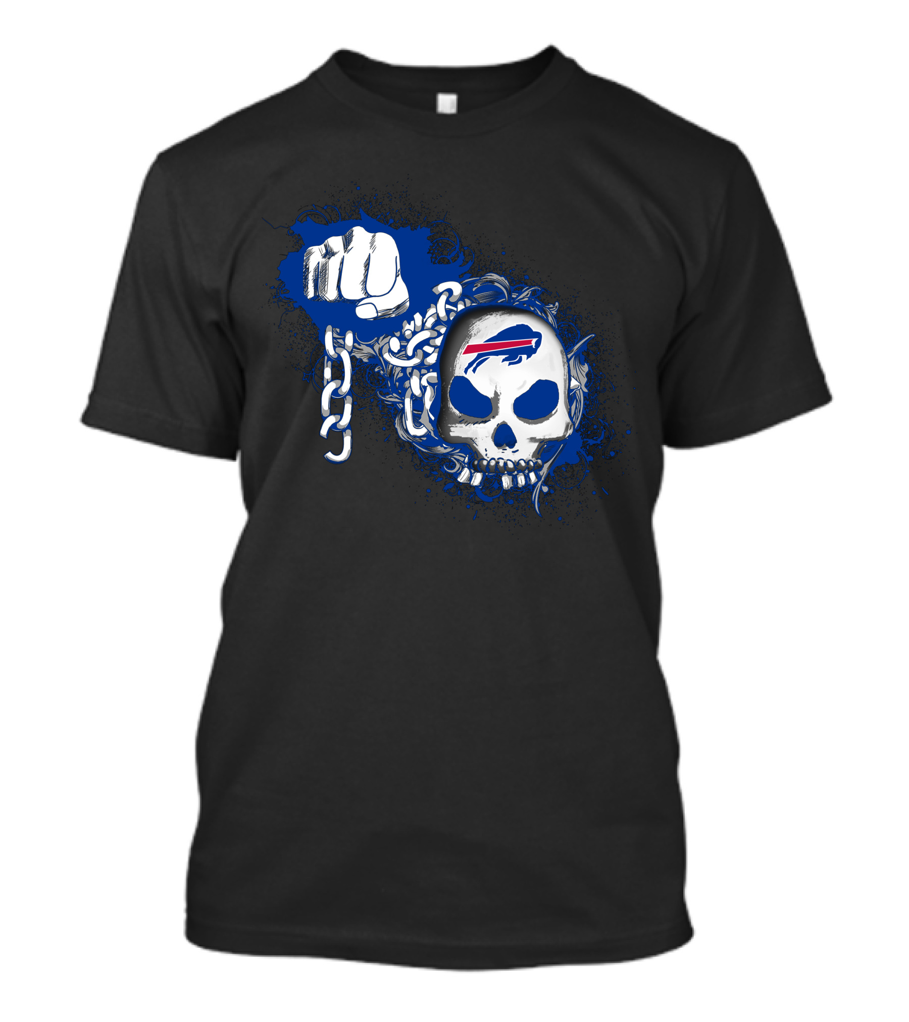 Buffalo Bills Skull With Chain And Fist T-Shirt