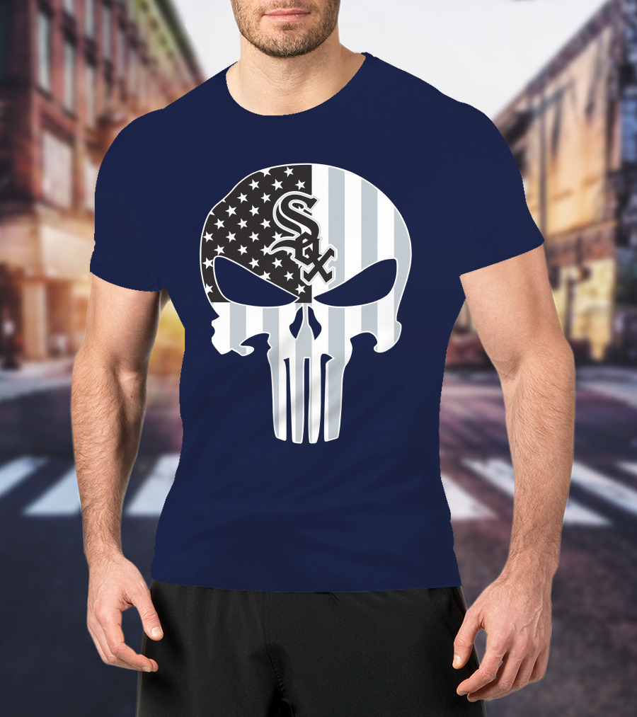 Chicago White Sox American Flag Punisher Skull T-Shirt