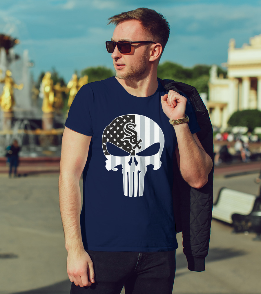 Chicago White Sox American Flag Punisher Skull T-Shirt