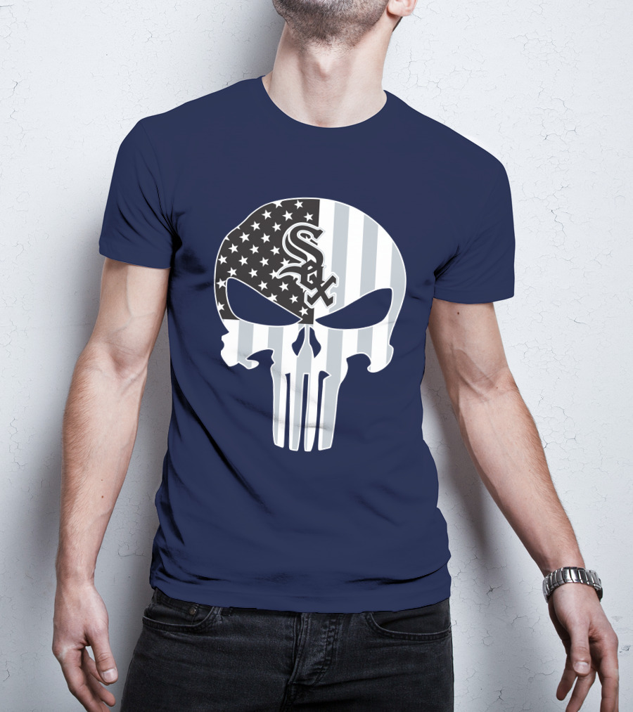 Chicago White Sox American Flag Punisher Skull T-Shirt