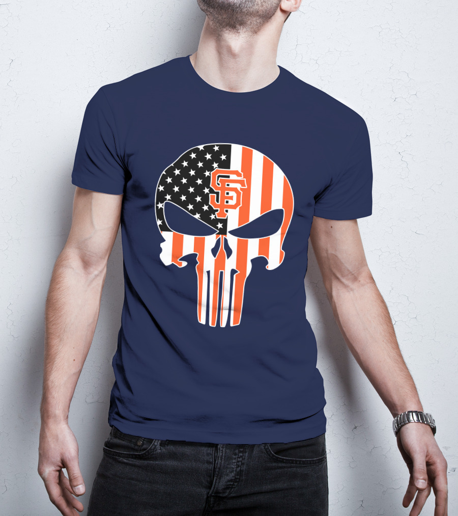 San Francisco Giants Punisher Skull American Flag T-Shirt