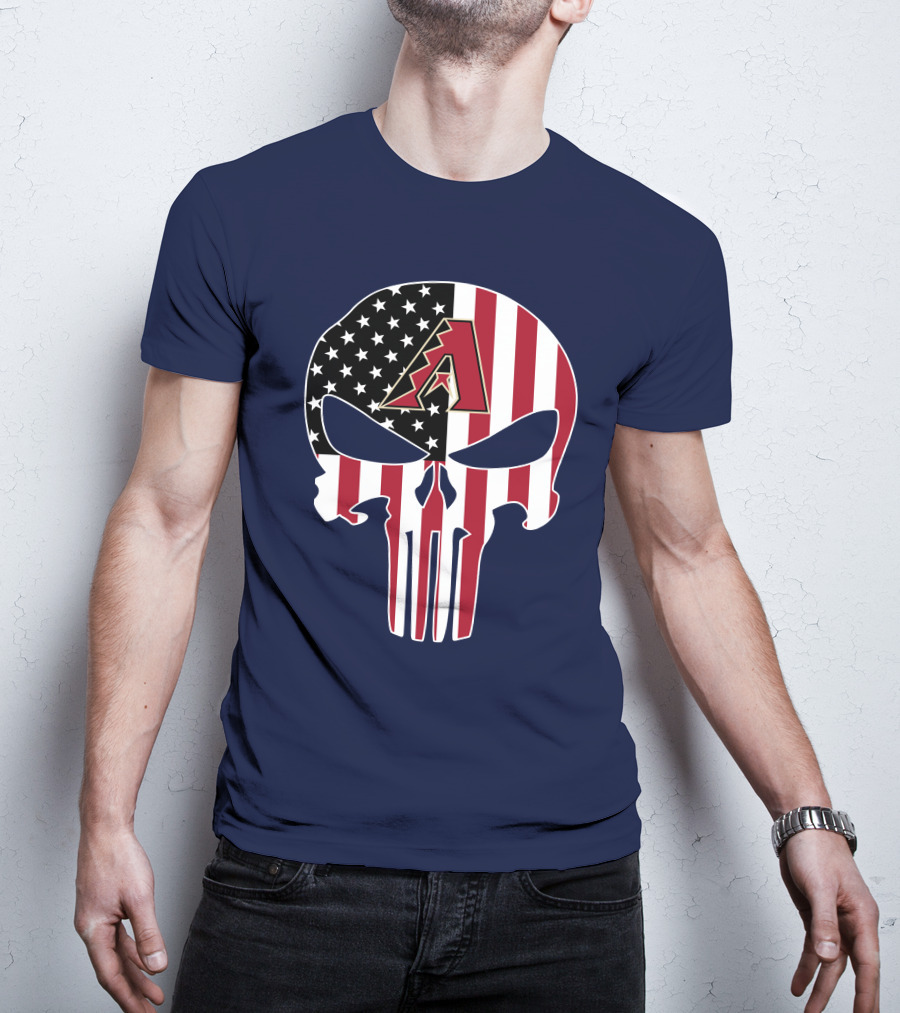 Arizona Diamondbacks Punisher American Flag Skull T-Shirt