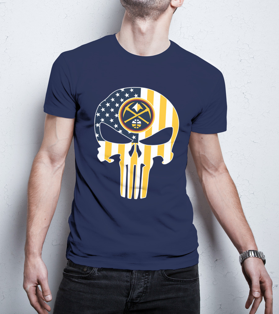 Denver Nuggets Punisher Skull American Flag T-Shirt