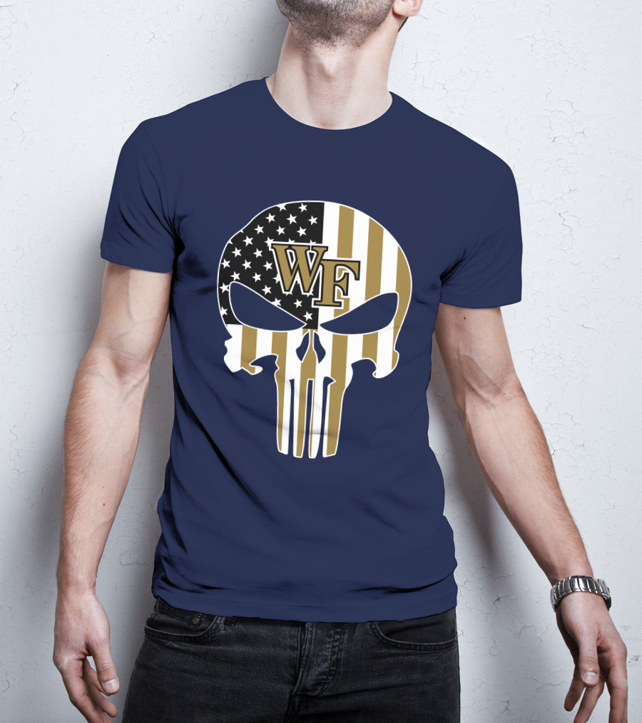Wake Forest Wf Punisher Skull American Flag T-Shirt