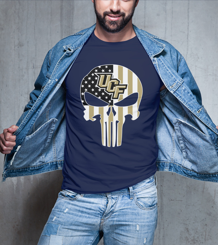 Ucf Knights The Punisher Skull With American Flag T-Shirt