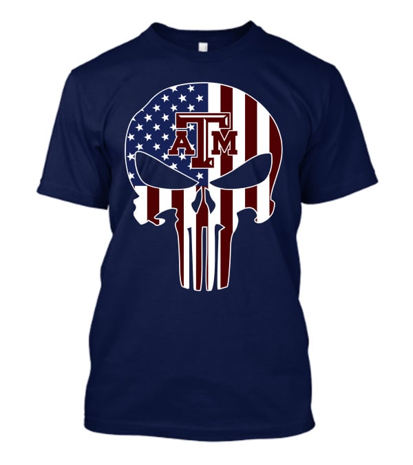 Texas A&M Aggies Punisher American Flag Skull T-Shirt