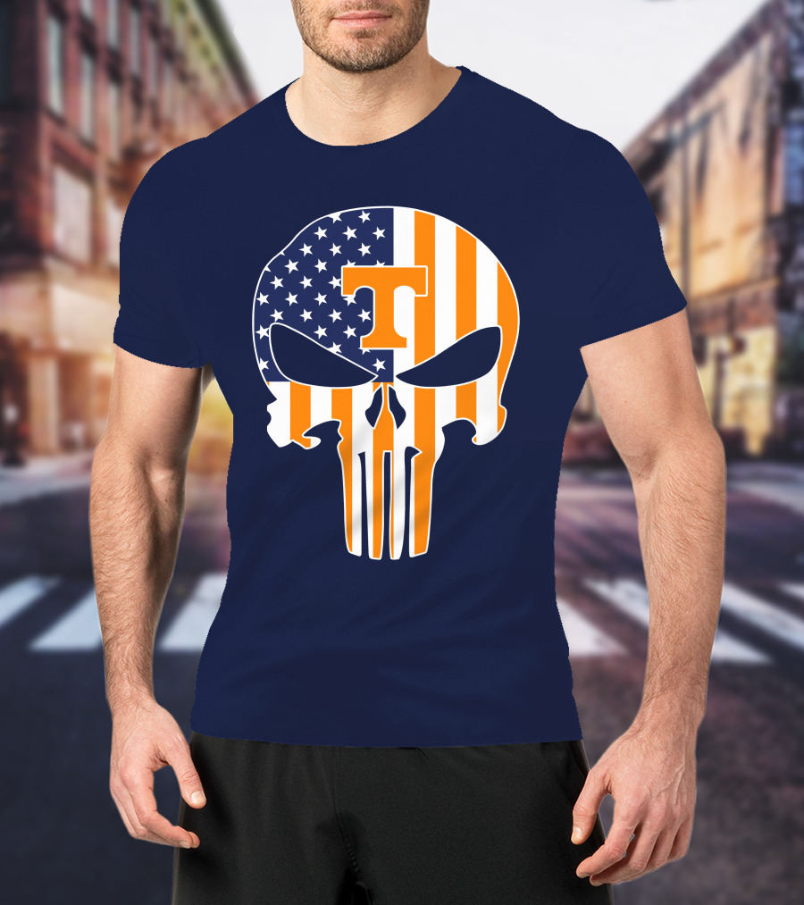 Tennessee Volunteers The Punisher American Flag Skull Icon T T-Shirt